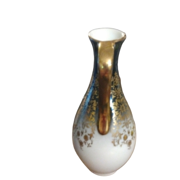 Bavaria Porcelain Painted Black/Gold Floral w. White Base 4.75" Mini Pitcher - Picture 2 of 8